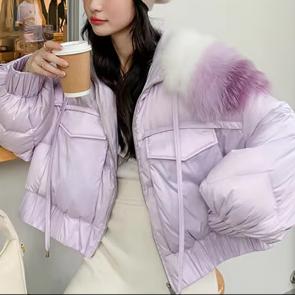 White Goose Down Coat Real Fox Fur Collar Coat Thick Fashion 2025 New Winter - Picture 11 of 12